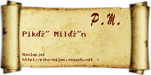Pikó Milán névjegykártya